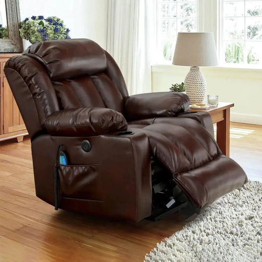MCombo Large Lay Flat Dual Motor Power Lift Recliner Chair Sofa with Massage and Heat, USB Ports, Cup Holders, Extended Footrest！