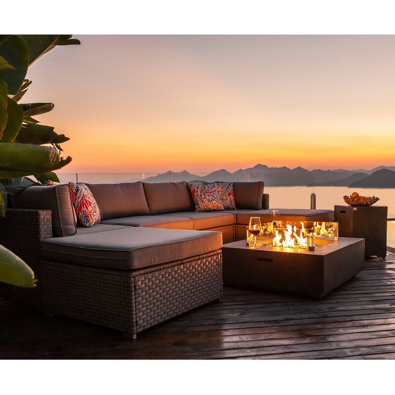 Cajuste Wicker/Rattan 6 - Person Seating Group with Cushions