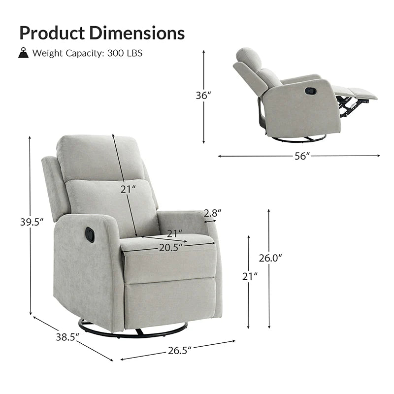 Nicasio Swivel Rocker Recliner with Anti-water Fabric